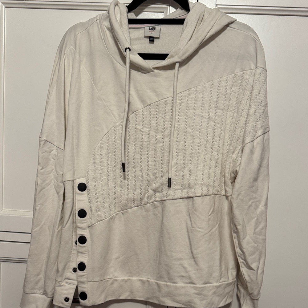 Cabi Cream Hoodie with Button Accents- worn twice